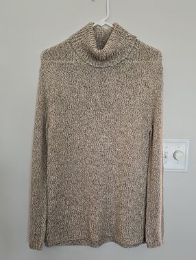 Chico's Sz 1 Medium Marled Taupe Cowl Neck Sweater